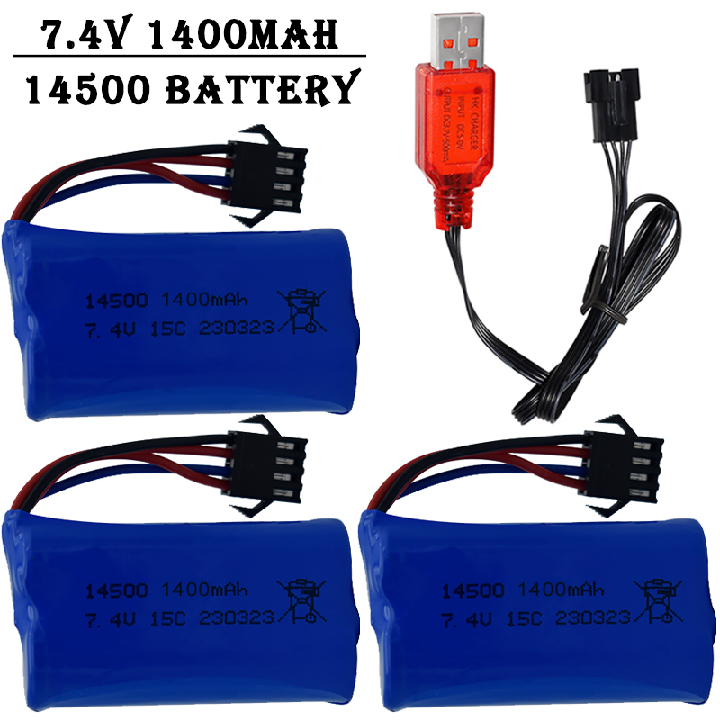 Balance Charger Rc - Baterai Lithium-Ion 7.4V 1400MAh 14500/dengan Steker