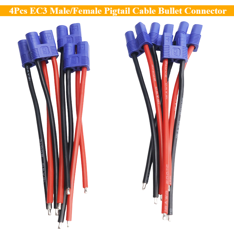 4Pcs Kabel Pigtail EC3 Male/Fe - Balance Charger Rc ulasan dan harga